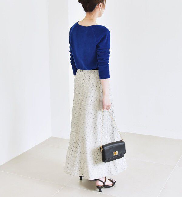 quaranciel「quaranciel:〈洗濯機可能〉フロッキー ドット ストライプ フレア スカート」|フレア|