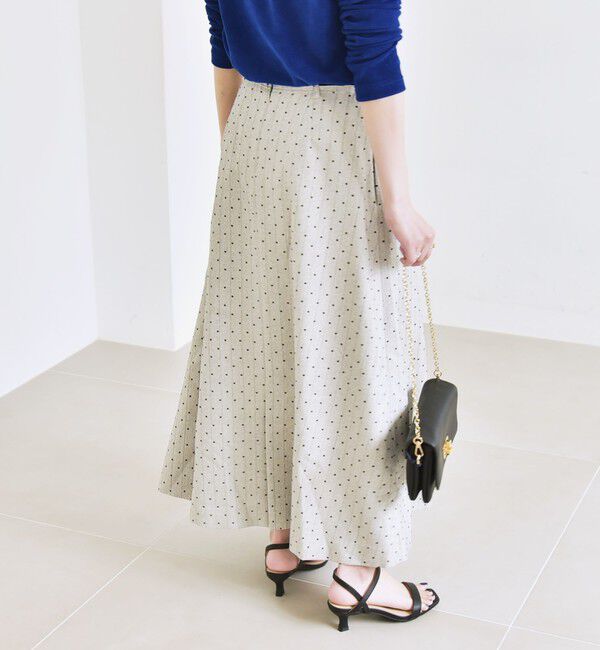 quaranciel「quaranciel:〈洗濯機可能〉フロッキー ドット ストライプ フレア スカート」|フレア|