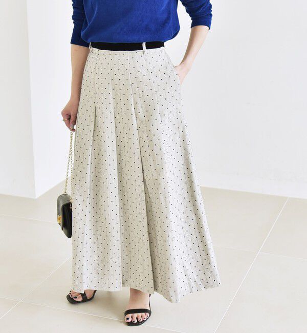 quaranciel「quaranciel:〈洗濯機可能〉フロッキー ドット ストライプ フレア スカート」|フレア|