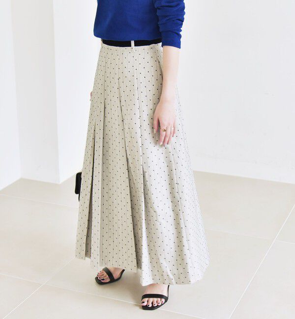 quaranciel「quaranciel:〈洗濯機可能〉フロッキー ドット ストライプ フレア スカート」|フレア|