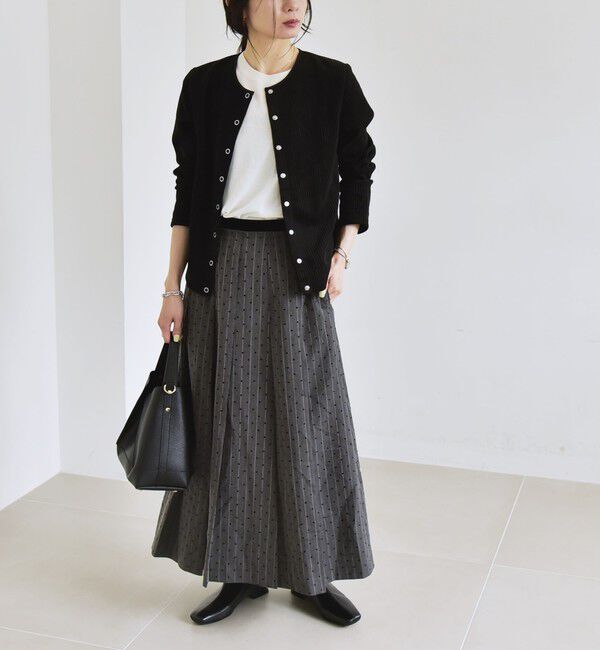 quaranciel「quaranciel:〈洗濯機可能〉フロッキー ドット ストライプ フレア スカート」|フレア|