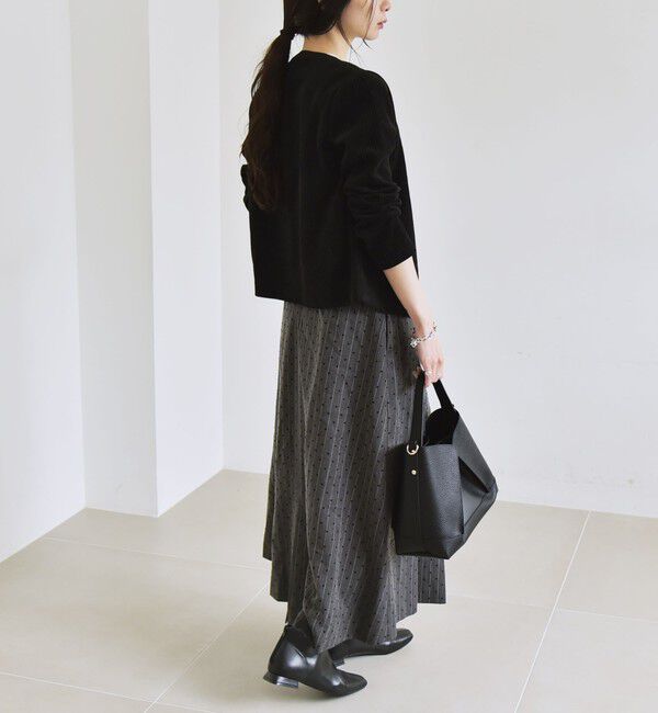 quaranciel「quaranciel:〈洗濯機可能〉フロッキー ドット ストライプ フレア スカート」|フレア|