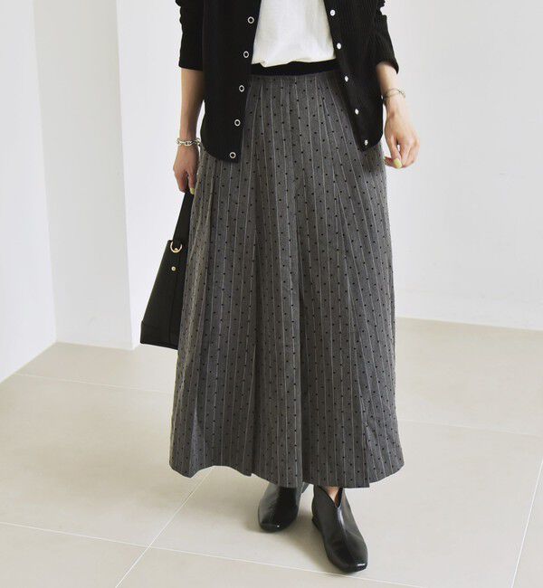 quaranciel「quaranciel:〈洗濯機可能〉フロッキー ドット ストライプ フレア スカート」|フレア|