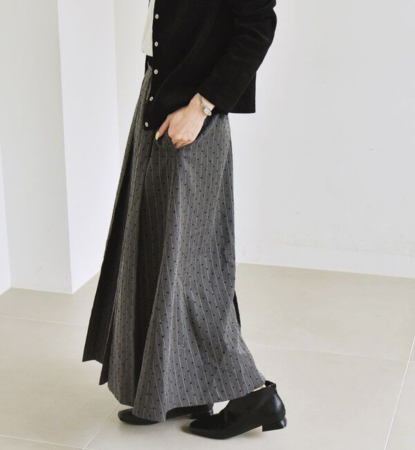 quaranciel「quaranciel:〈洗濯機可能〉フロッキー ドット ストライプ フレア スカート」|フレア|