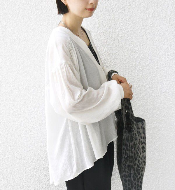 SHIPS for women「【WEB限定】〈手洗い可能〉シアー Vネック フレア シャツ カーディガン」|カーディガン|