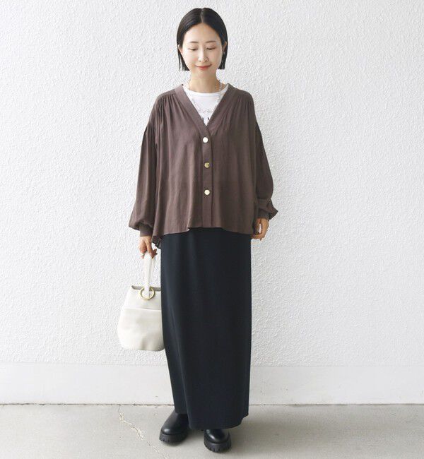 SHIPS for women「【WEB限定】〈手洗い可能〉シアー Vネック フレア シャツ カーディガン」|カーディガン|