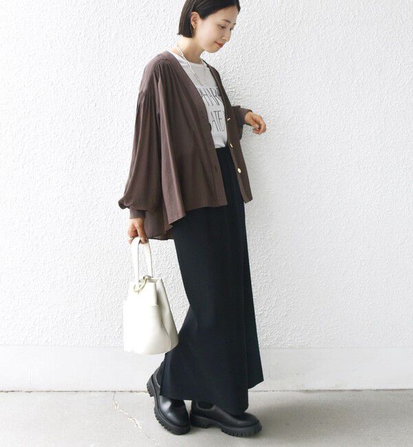 SHIPS for women「【WEB限定】〈手洗い可能〉シアー Vネック フレア シャツ カーディガン」|カーディガン|