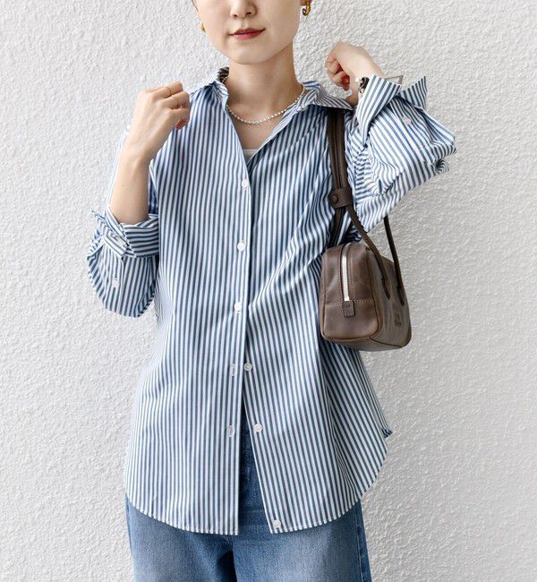 SHIPS for women「【WEB限定】〈手洗い可能〉ストライプ 2WAY リボン シャツ」|シャツ・ブラウス|