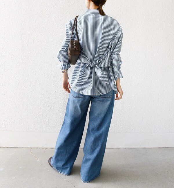 SHIPS for women「【WEB限定】〈手洗い可能〉ストライプ 2WAY リボン シャツ」|シャツ・ブラウス|