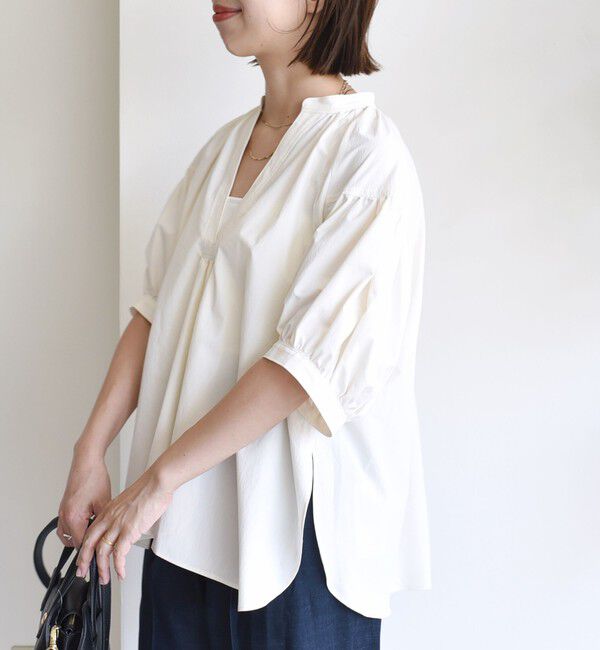 SHIPS for women「〈手洗い可能〉RENU ソフト タイプライター スキッパー 5分袖 ブラウス」|シャツ・ブラウス|