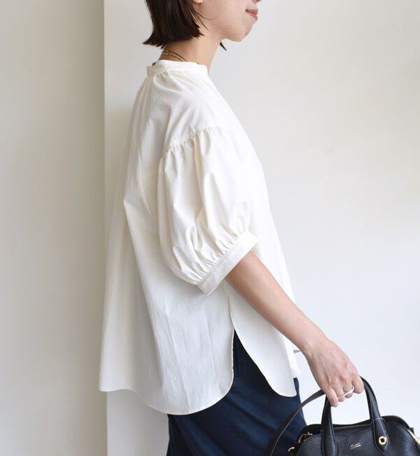 SHIPS for women「〈手洗い可能〉RENU ソフト タイプライター スキッパー 5分袖 ブラウス」|シャツ・ブラウス|