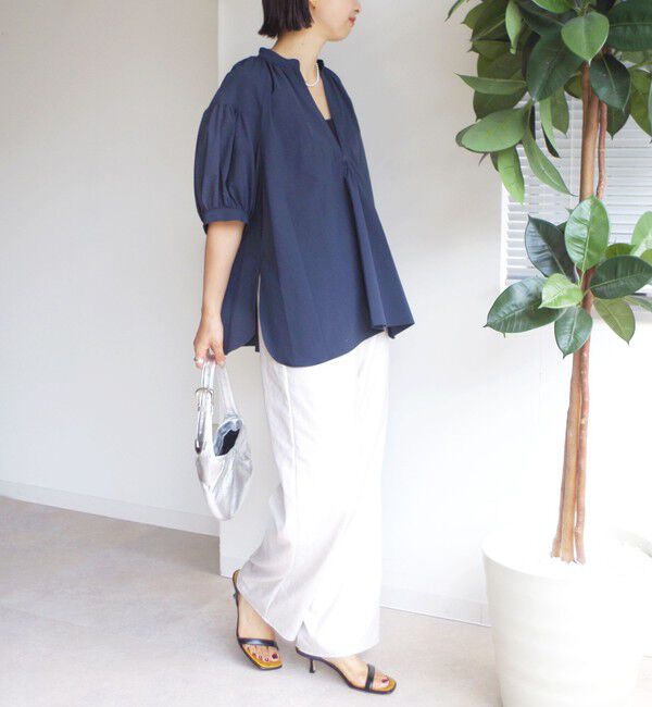 SHIPS for women「〈手洗い可能〉RENU ソフト タイプライター スキッパー 5分袖 ブラウス」|シャツ・ブラウス|