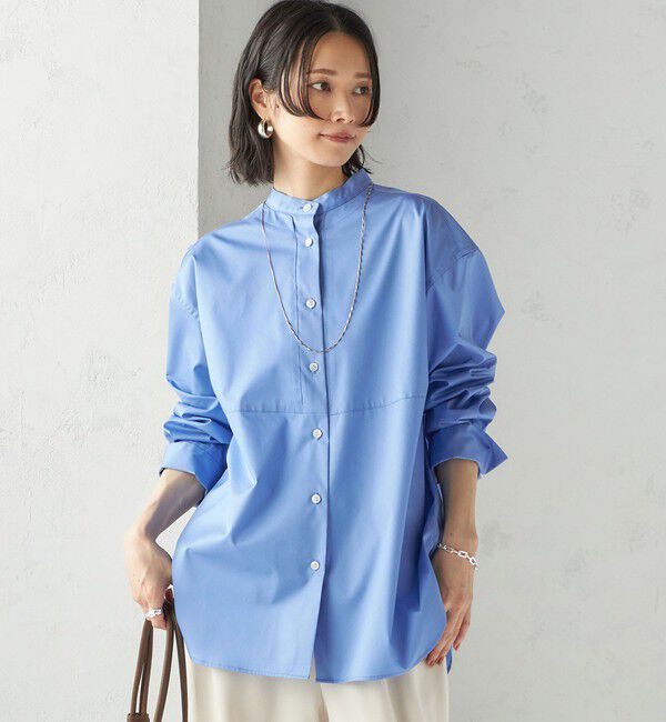 SHIPS for women「〈手洗い可能〉ソリッド フロント ヨーク スタンドカラー シャツ」|シャツ・ブラウス|