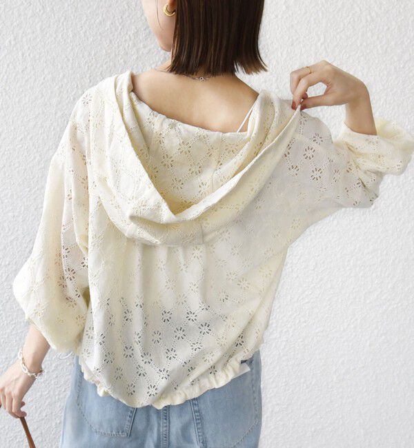 SHIPS for women「【WEB限定】〈手洗い可能〉レース フード シャツ 羽織」|シャツ・ブラウス|