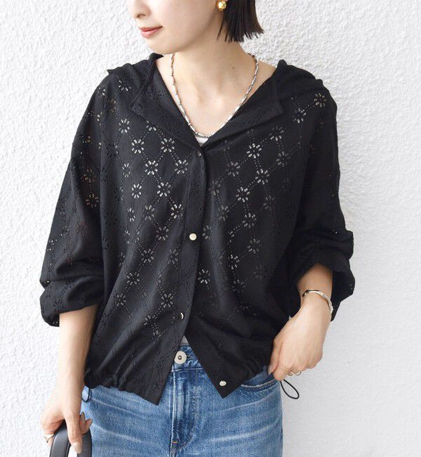 SHIPS for women「【WEB限定】〈手洗い可能〉レース フード シャツ 羽織」|シャツ・ブラウス|