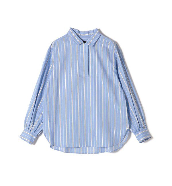 SHIPS for women「SHIPS Primary Navy Label:〈手洗い可能〉SOMELOS ストライプ シャツ」|シャツ・ブラウス|ライトブルー