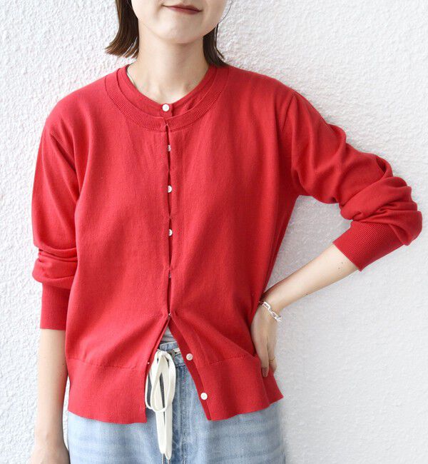 SHIPS for women「【WEB限定】〈手洗い可能〉レイヤード 2WAY 配色 カーディガン」|カーディガン|レッド