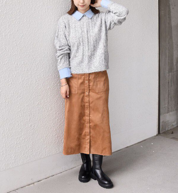 SHIPS Colors 「SHIPS Colors:フェイクスエード（ポリエステル）スカート◇」|台形|