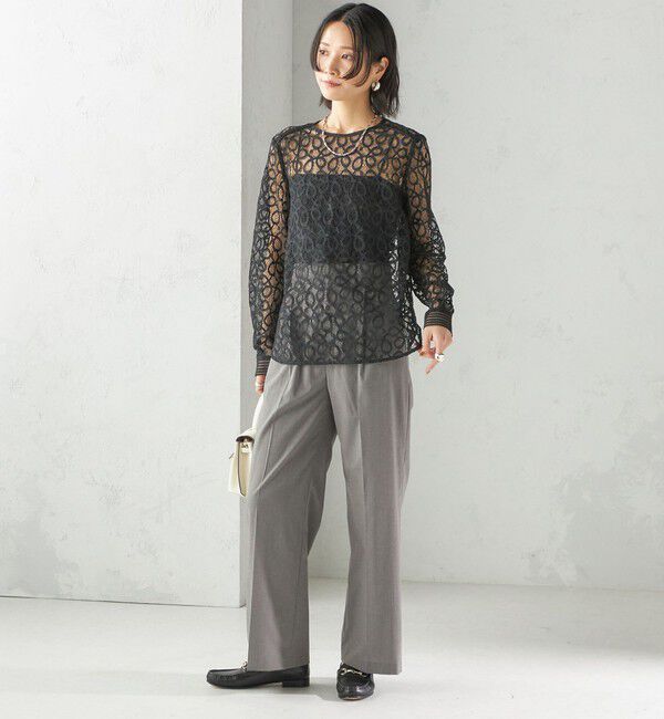 SHIPS for women「トゥワール コード レース ブラウス（ブラック）」|シャツ・ブラウス|
