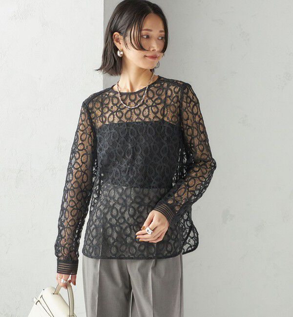 SHIPS for women「トゥワール コード レース ブラウス（ブラック）」|シャツ・ブラウス|