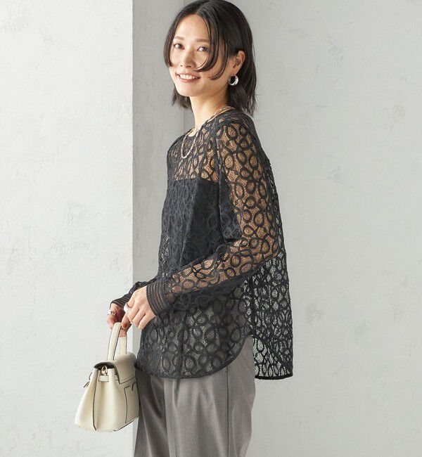 SHIPS for women「トゥワール コード レース ブラウス（ブラック）」|シャツ・ブラウス|