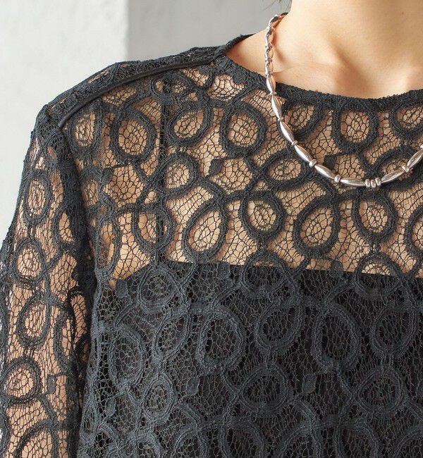 SHIPS for women「トゥワール コード レース ブラウス（ブラック）」|シャツ・ブラウス|