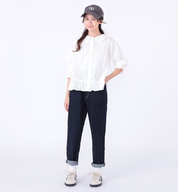 SHIPS KIDS「SHIPS KIDS:140～150cm /刺繍 フリルカラー ブラウス」|シャツ・ブラウス|