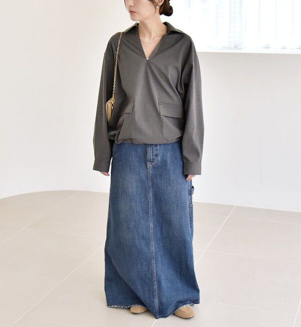 quaranciel「quaranciel:〈洗濯機可能〉ポケット ドロスト スキッパー プルオーバー シャツ」|シャツ・ブラウス|