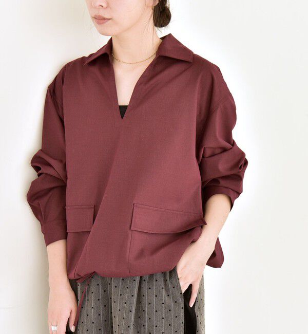 quaranciel「quaranciel:〈洗濯機可能〉ポケット ドロスト スキッパー プルオーバー シャツ」|シャツ・ブラウス|