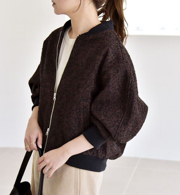 quaranciel「quaranciel: ツイード ダブル ジップ ブルゾン」|ブルゾン・スタジャン|