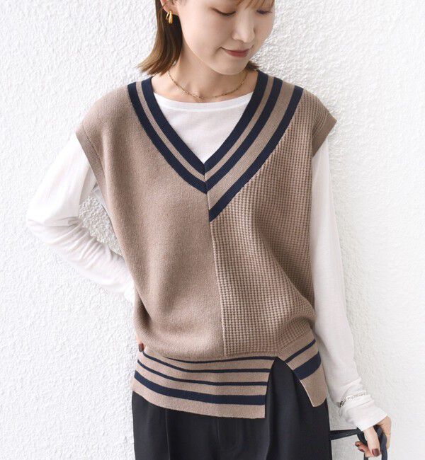 SHIPS for women「【WEB限定】〈手洗い可能〉チルデン ニット ベスト」|ベスト・ジレ|