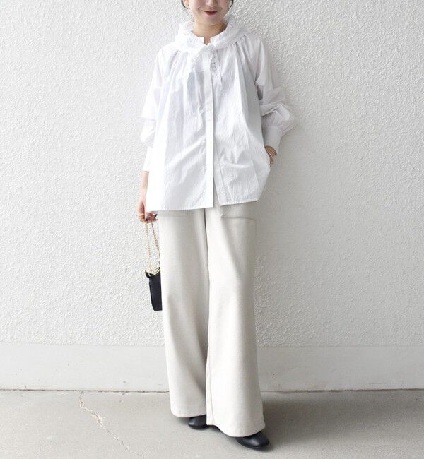 SHIPS any「bon_meur:〈洗濯機可能〉レース スカーフ付き バンドカラー ギャザー パフ シャツ」|シャツ・ブラウス|