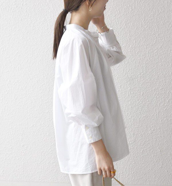 SHIPS any「bon_meur:〈洗濯機可能〉レース スカーフ付き バンドカラー ギャザー パフ シャツ」|シャツ・ブラウス|