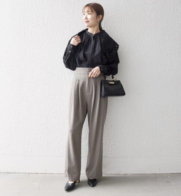 SHIPS any「bon_meur:〈洗濯機可能〉レース スカーフ付き バンドカラー ギャザー パフ シャツ」|シャツ・ブラウス|