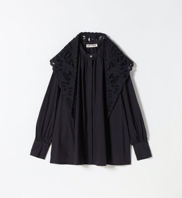 SHIPS any「bon_meur:〈洗濯機可能〉レース スカーフ付き バンドカラー ギャザー パフ シャツ」|シャツ・ブラウス|