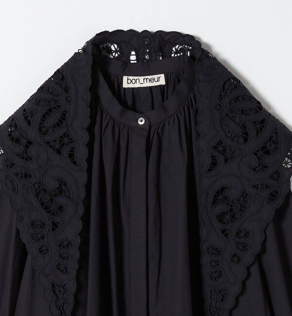SHIPS any「bon_meur:〈洗濯機可能〉レース スカーフ付き バンドカラー ギャザー パフ シャツ」|シャツ・ブラウス|