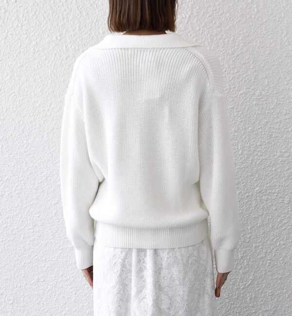 SHIPS any「SHIPS any:〈手洗い可能〉コットン ミックス スキッパー ポロ ニット プルオーバー」|ニット・セーター|