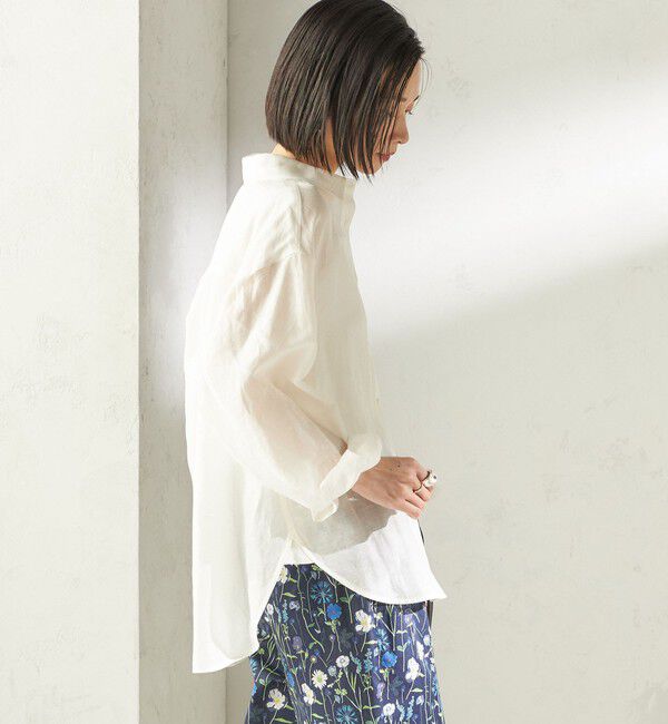 SHIPS for women「《予約》〈手洗い可能〉IMPERIAL LINEN 混 オーバー サイズ シャツ」|シャツ・ブラウス|