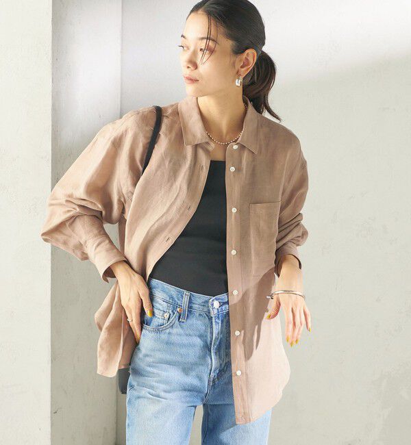 SHIPS for women「《予約》〈手洗い可能〉IMPERIAL LINEN 混 オーバー サイズ シャツ」|シャツ・ブラウス|