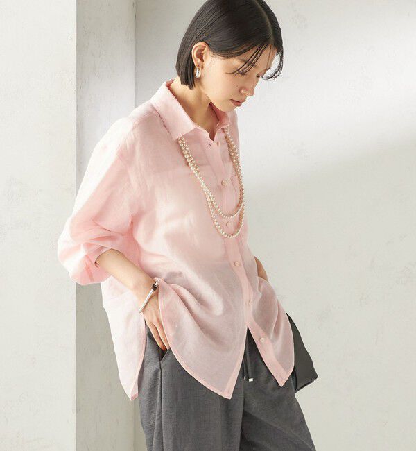 SHIPS for women「《予約》〈手洗い可能〉IMPERIAL LINEN 混 オーバー サイズ シャツ」|シャツ・ブラウス|