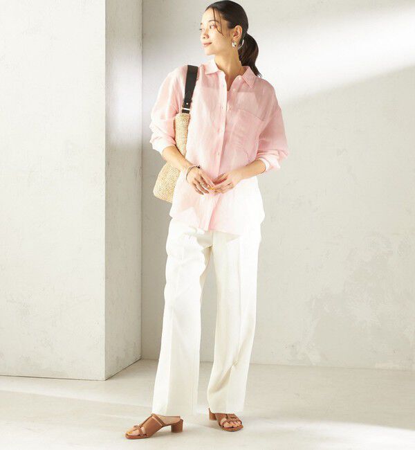 SHIPS for women「《予約》〈手洗い可能〉IMPERIAL LINEN 混 オーバー サイズ シャツ」|シャツ・ブラウス|