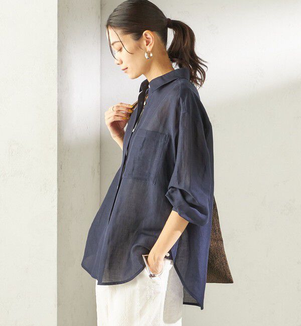 SHIPS for women「《予約》〈手洗い可能〉IMPERIAL LINEN 混 オーバー サイズ シャツ」|シャツ・ブラウス|