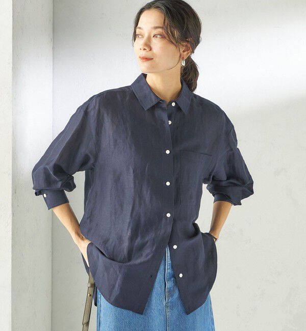 SHIPS for women「《予約》〈手洗い可能〉IMPERIAL LINEN 混 オーバー サイズ シャツ」|シャツ・ブラウス|