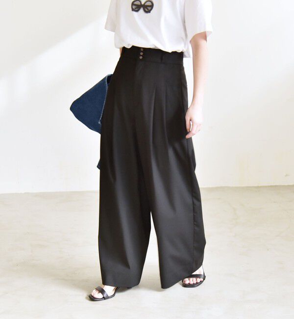 quaranciel「quaranciel:〈洗濯機可能〉ハイウエスト ワイド 2タック パンツ」|その他|