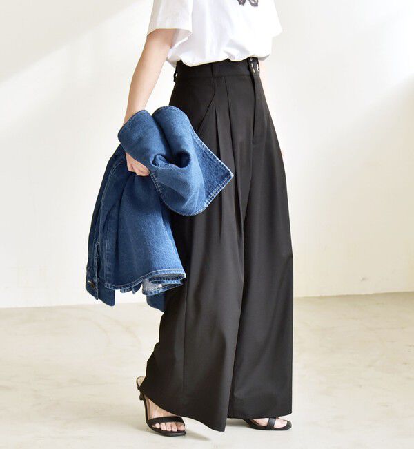 quaranciel「quaranciel:〈洗濯機可能〉ハイウエスト ワイド 2タック パンツ」|その他|