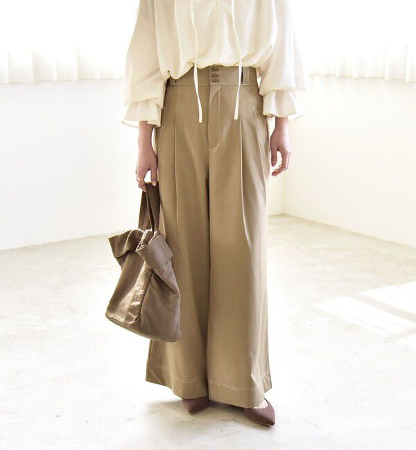 quaranciel「quaranciel:〈洗濯機可能〉ハイウエスト ワイド 2タック パンツ」|その他|