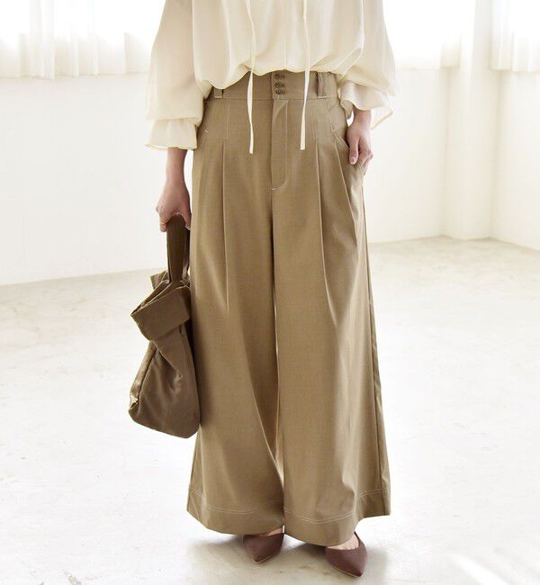quaranciel「quaranciel:〈洗濯機可能〉ハイウエスト ワイド 2タック パンツ」|その他|