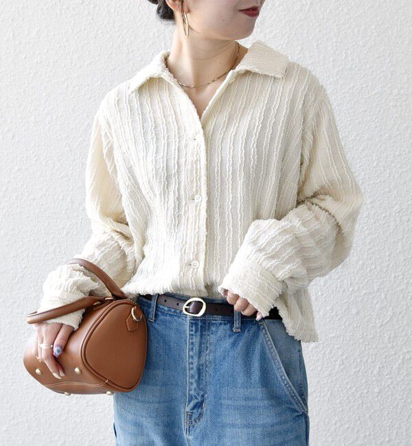 SHIPS any「SHIPS any:〈洗濯機可能〉ウェーブ ジャカード ドロスト シャツ」|シャツ・ブラウス|