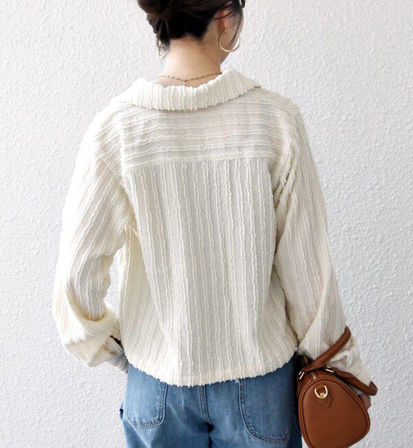 SHIPS any「SHIPS any:〈洗濯機可能〉ウェーブ ジャカード ドロスト シャツ」|シャツ・ブラウス|