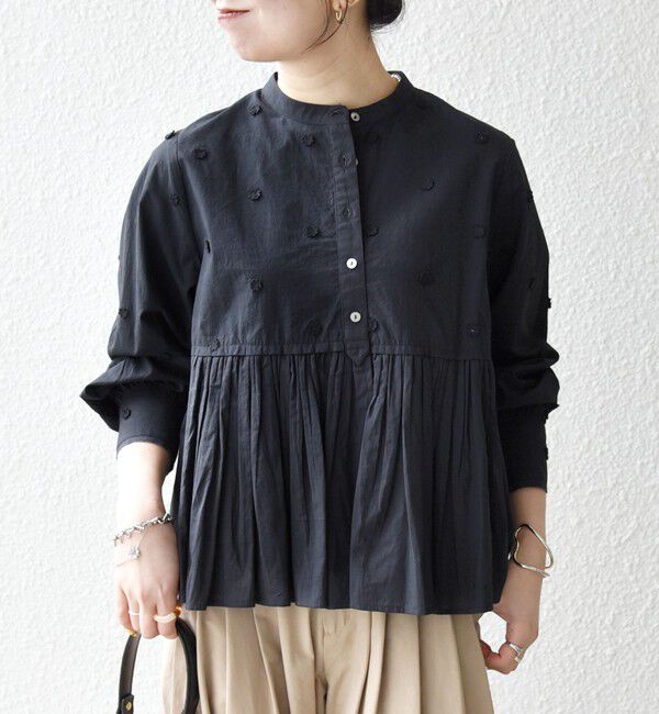 SHIPS any「【WEB限定】SHIPS any:〈洗濯機可能〉フラワー モチーフ ペプラム ギャザー シャツ ブラウス」|シャツ・ブラウス|